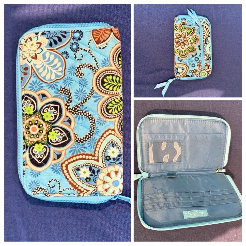 VERA BRADLEY Bali Blue Pattern Zip Around Wallet (Retired) - EUC - Picture 5 of 7